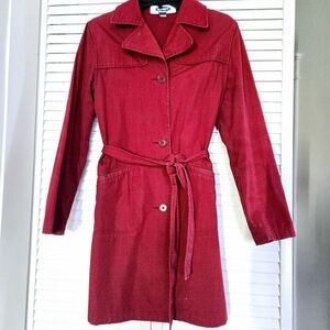 Old Navy Red Trench Coat with Tie Waist